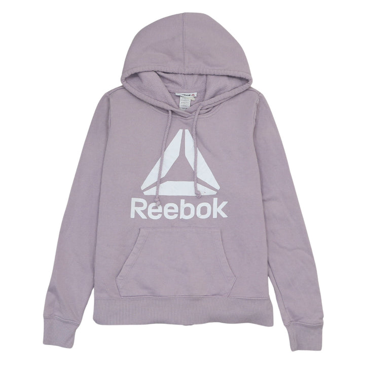 Reebok Womens Purple Pullover Hoodie Medium Cotton Blend Logo Gymwear