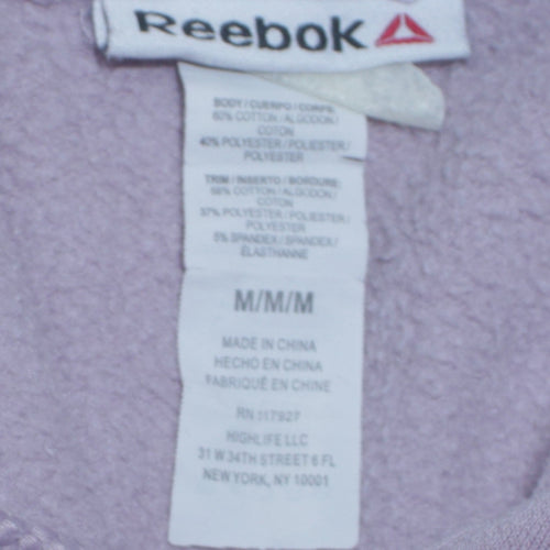 Reebok Womens Purple Pullover Hoodie Medium Cotton Blend Logo Gymwear