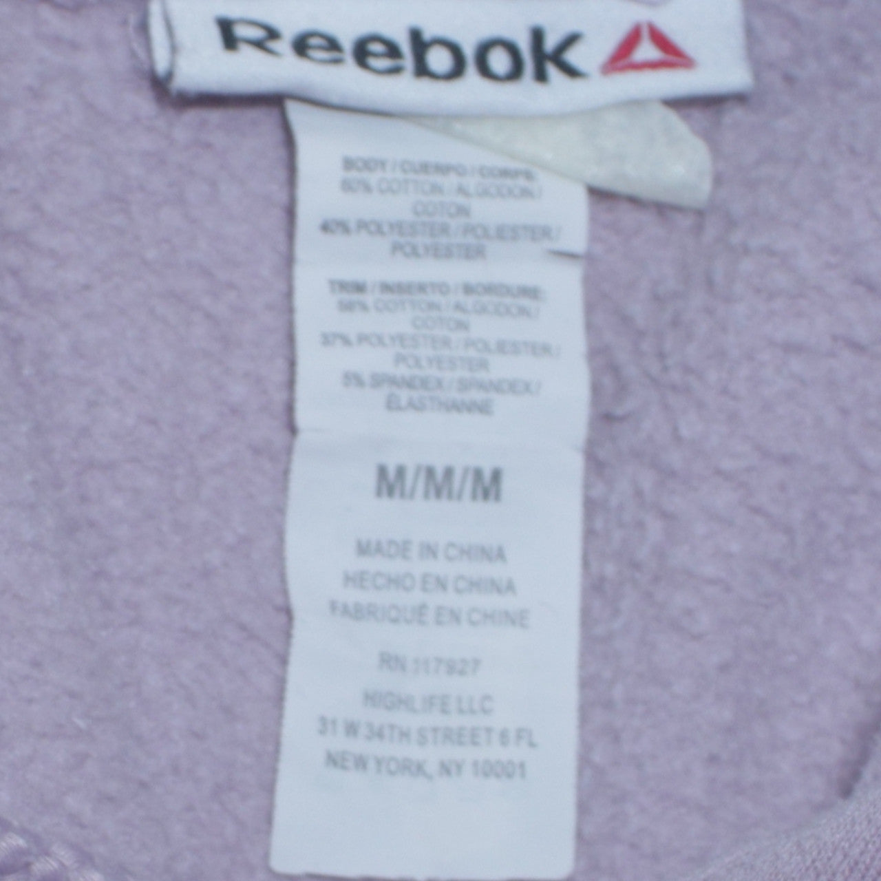 Reebok Womens Purple Pullover Hoodie Medium Cotton Blend Logo Gymwear
