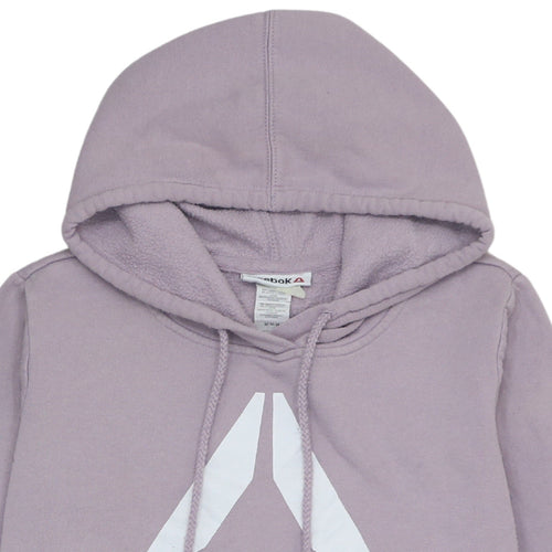 Reebok Womens Purple Pullover Hoodie Medium Cotton Blend Logo Gymwear