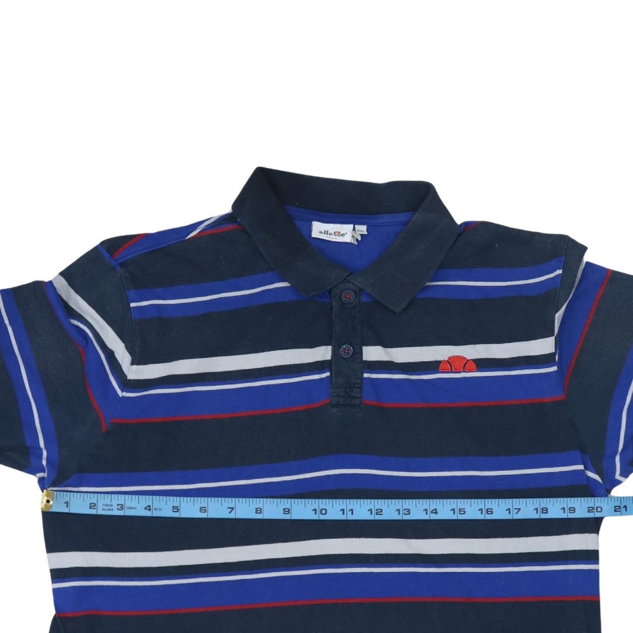 Ellesse Men's Blue Striped Cotton Polo Shirt Size M