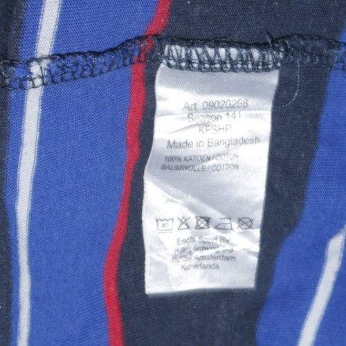Ellesse Men's Blue Striped Cotton Polo Shirt Size M