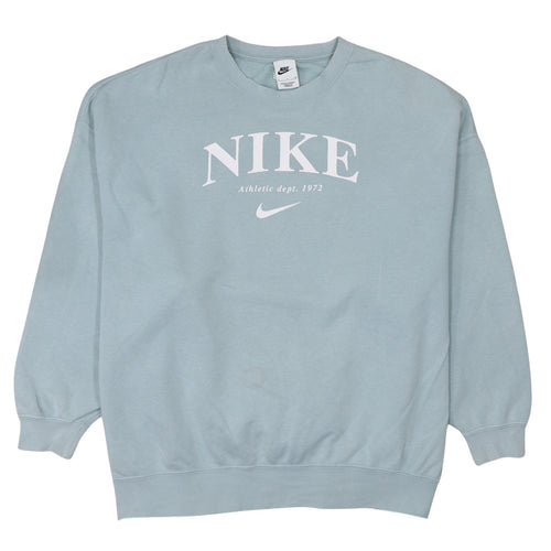 Nike Womens Blue Small Pullover Crew Neck Cotton Blend Sweatshirt