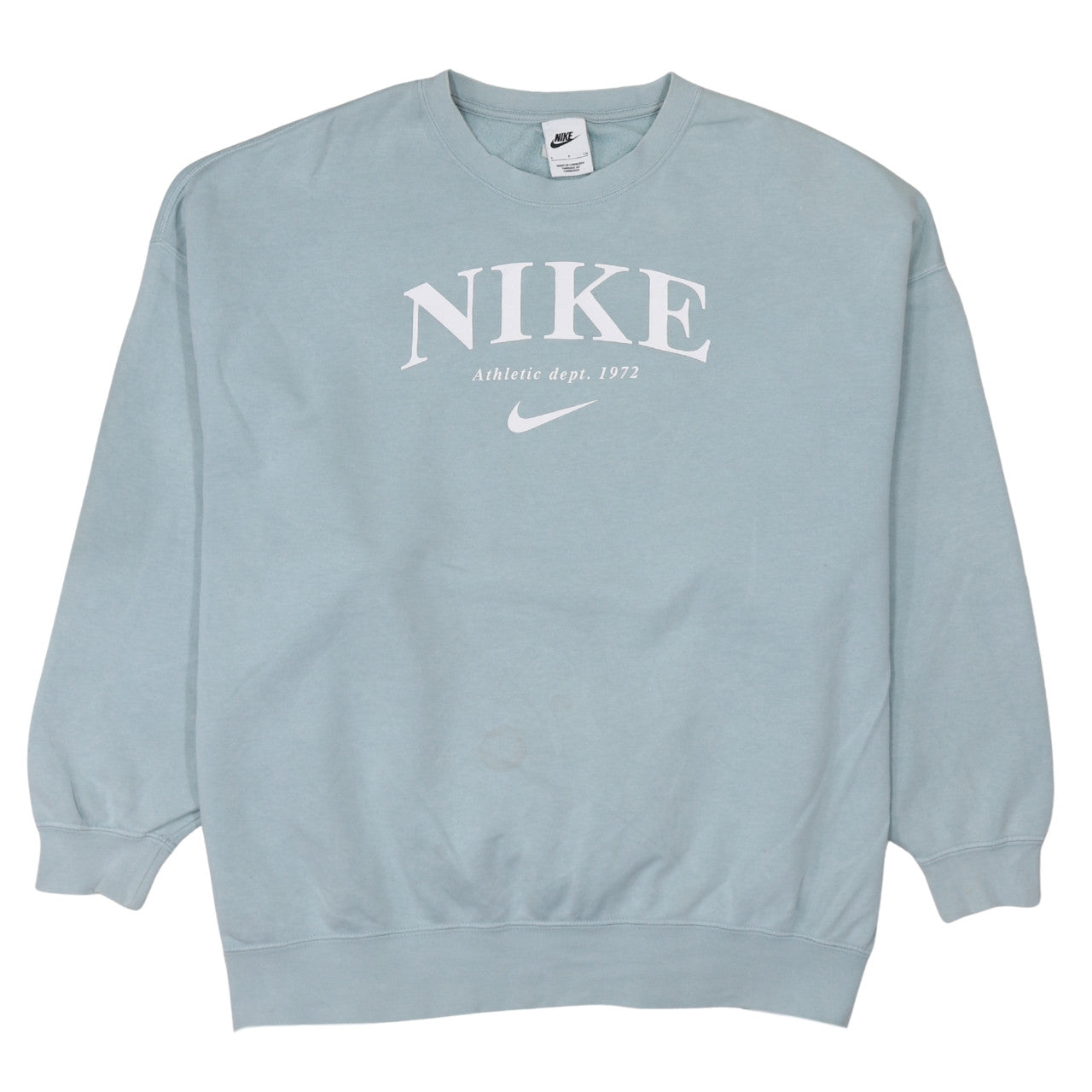 Nike Womens Blue Small Pullover Crew Neck Cotton Blend Sweatshirt