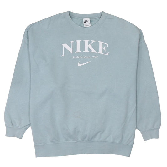 Nike Womens Blue Small Pullover Crew Neck Cotton Blend Sweatshirt