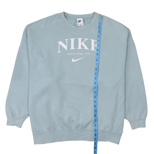 Nike Womens Blue Small Pullover Crew Neck Cotton Blend Sweatshirt