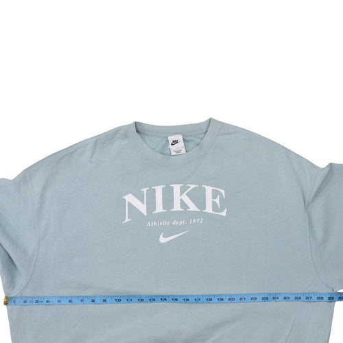 Nike Womens Blue Small Pullover Crew Neck Cotton Blend Sweatshirt