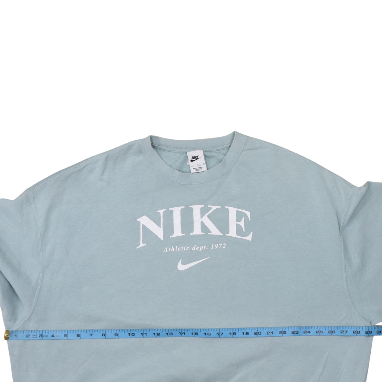 Nike Womens Blue Small Pullover Crew Neck Cotton Blend Sweatshirt