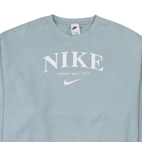 Nike Womens Blue Small Pullover Crew Neck Cotton Blend Sweatshirt