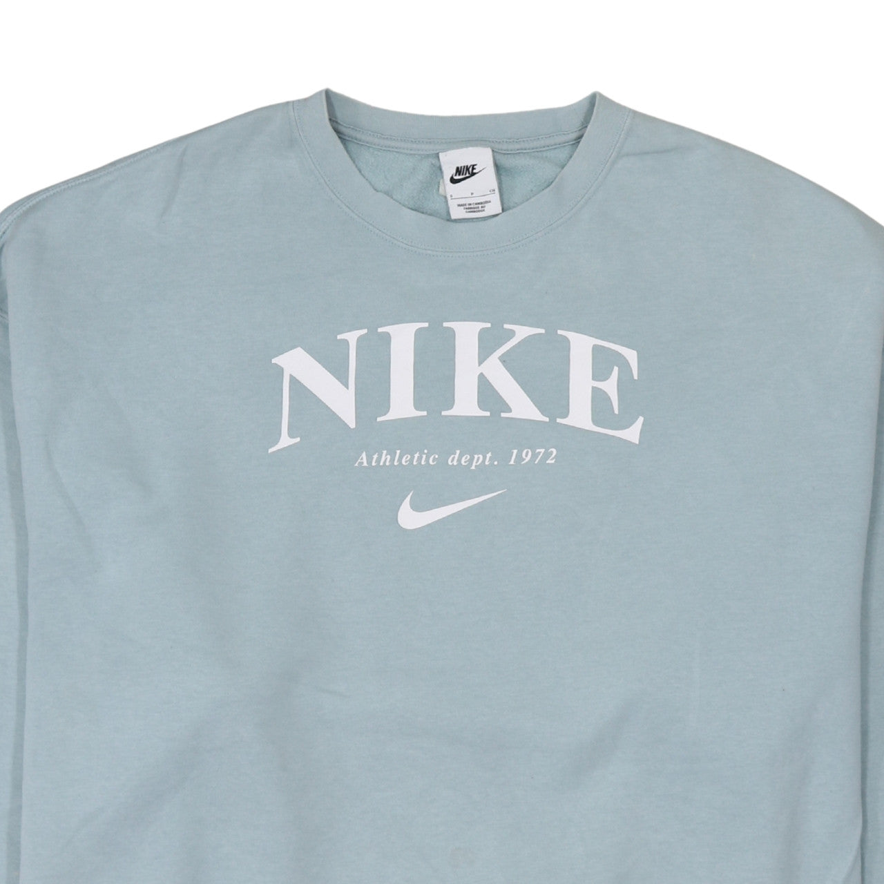 Nike Womens Blue Small Pullover Crew Neck Cotton Blend Sweatshirt