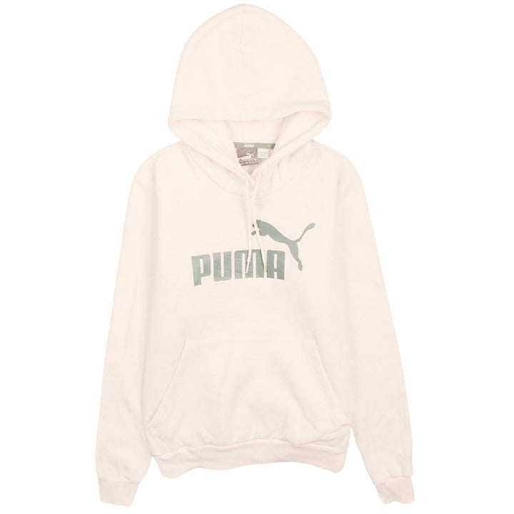 Puma Mens White Pullover Hoodie M Logo Graphic Fleece Sportswear