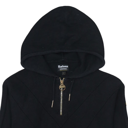 Barbour International Black Cotton Hooded Half Zip Men's Jumper S