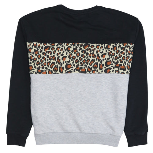 FILA Womens Black Grey Animal Print Sweatshirt Size S