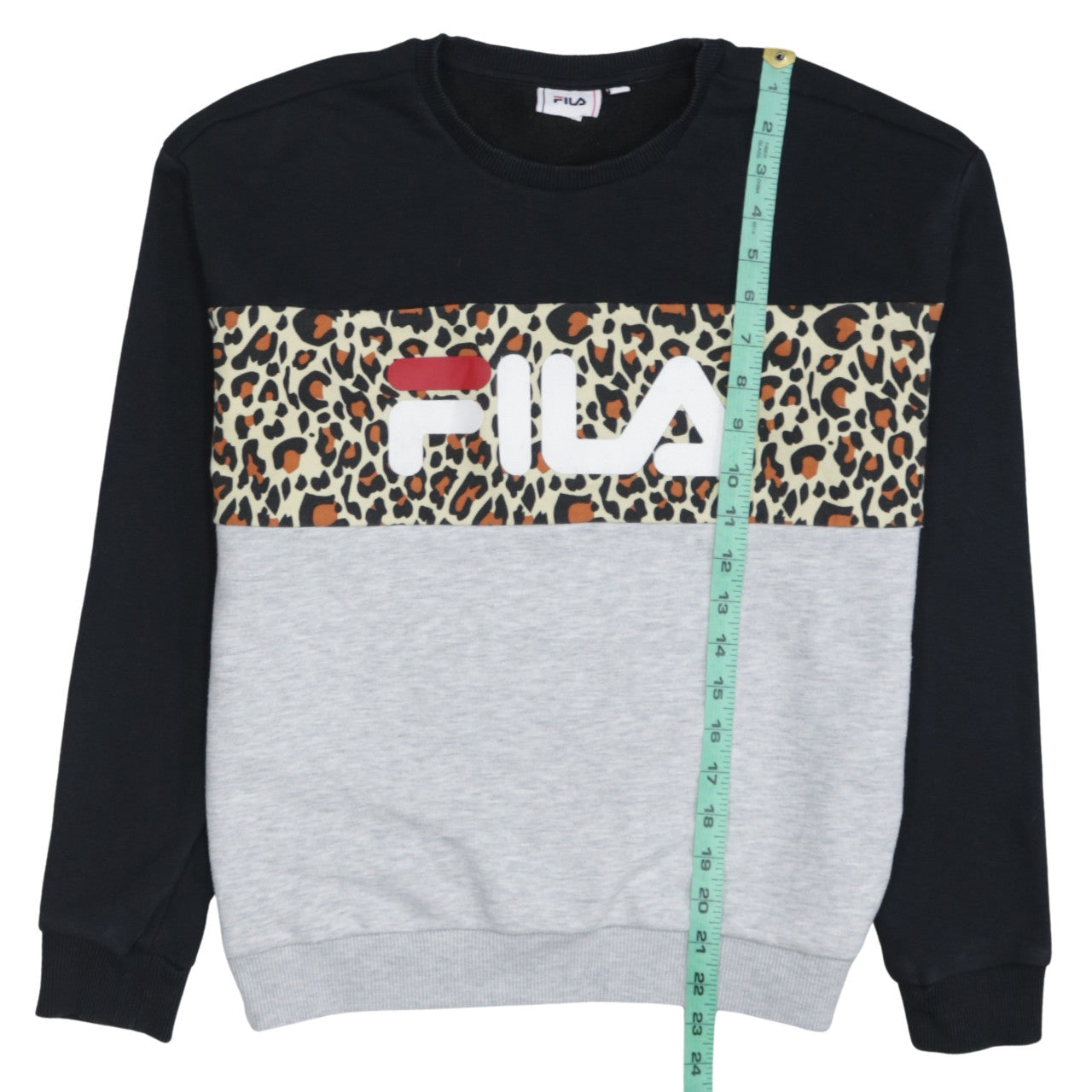 FILA Womens Black Grey Animal Print Sweatshirt Size S