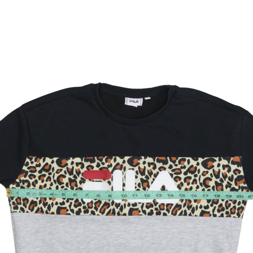 FILA Womens Black Grey Animal Print Sweatshirt Size S