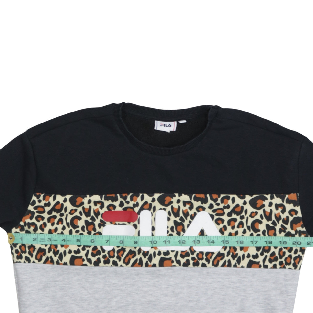 FILA Womens Black Grey Animal Print Sweatshirt Size S