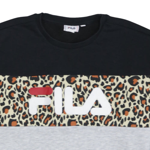 FILA Womens Black Grey Animal Print Sweatshirt Size S