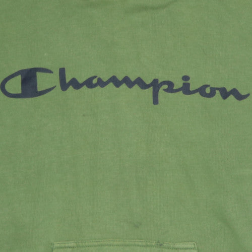 Champion Mens Green Small Pullover Hoodie with Logo Front Pocket
