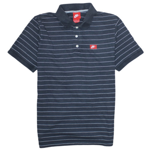 Nike Men's Navy Striped Cotton Polo Shirt Size M Classic Fit