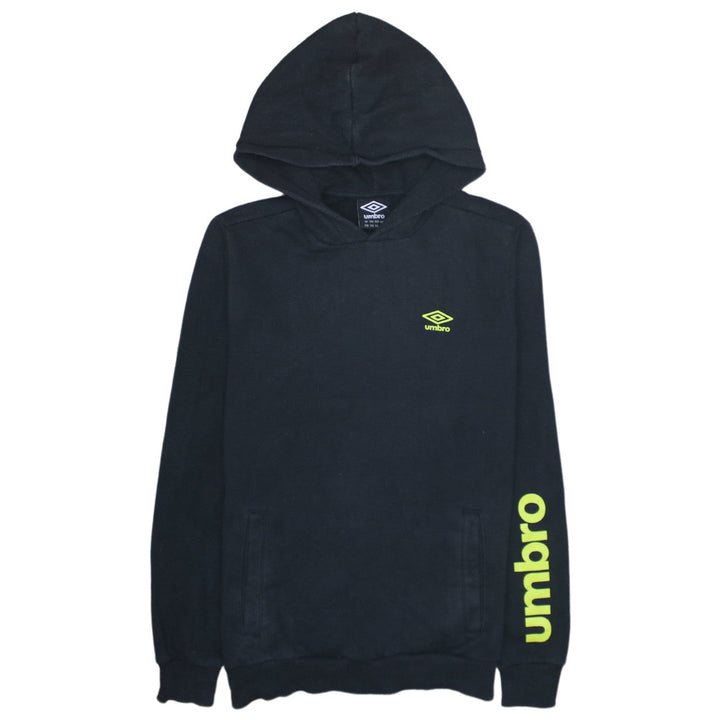Umbro Boys Black Pullover Hoodie XLB 176cm Logo Print Cotton Blend