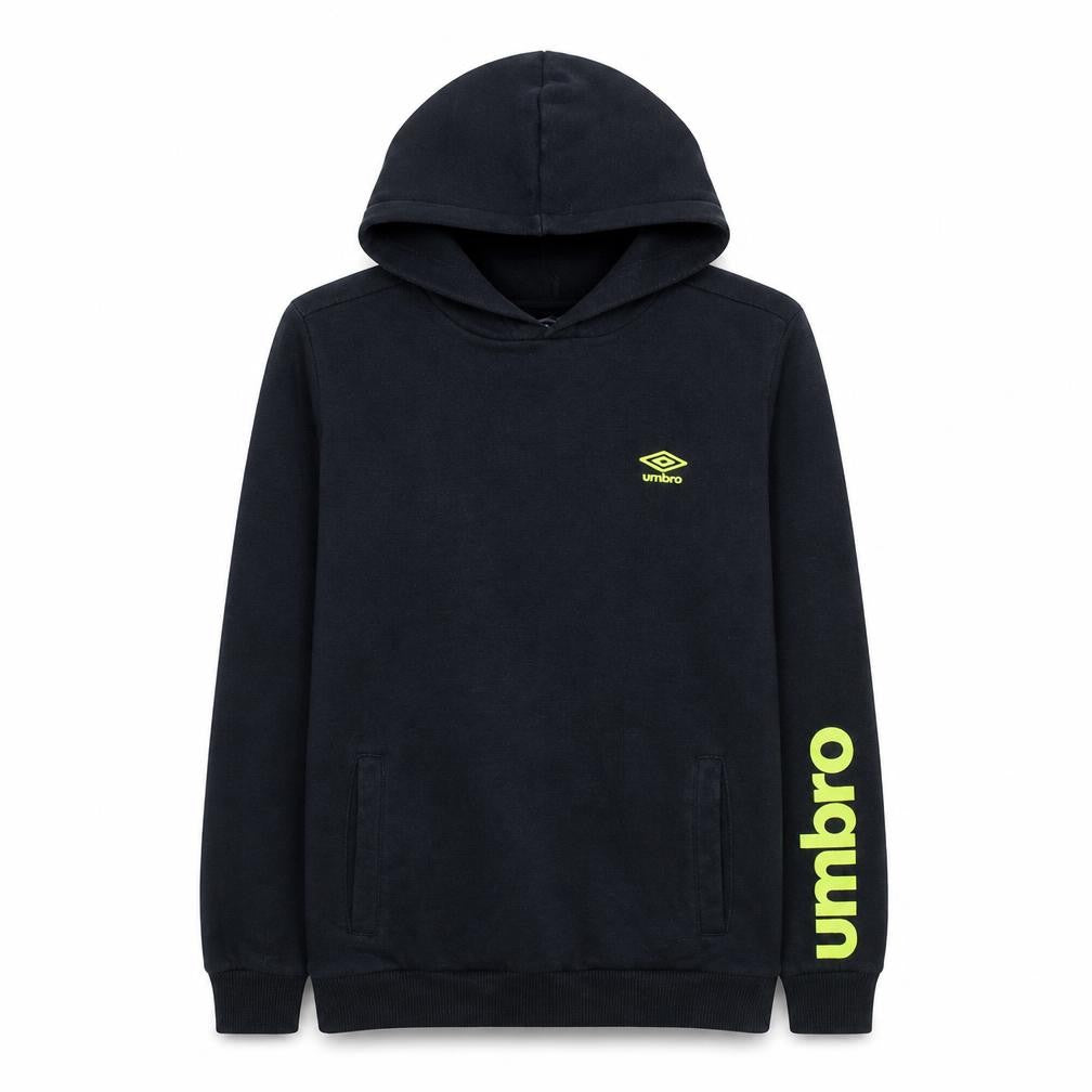 Umbro Boys Black Pullover Hoodie XLB 176cm Logo Print Cotton Blend