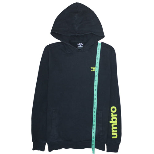 Umbro Boys Black Pullover Hoodie XLB 176cm Logo Print Cotton Blend