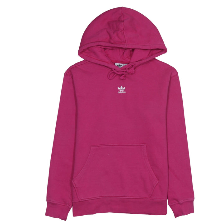 Adidas Women Pink Pullover Hoodie Small Logo Cotton Casual