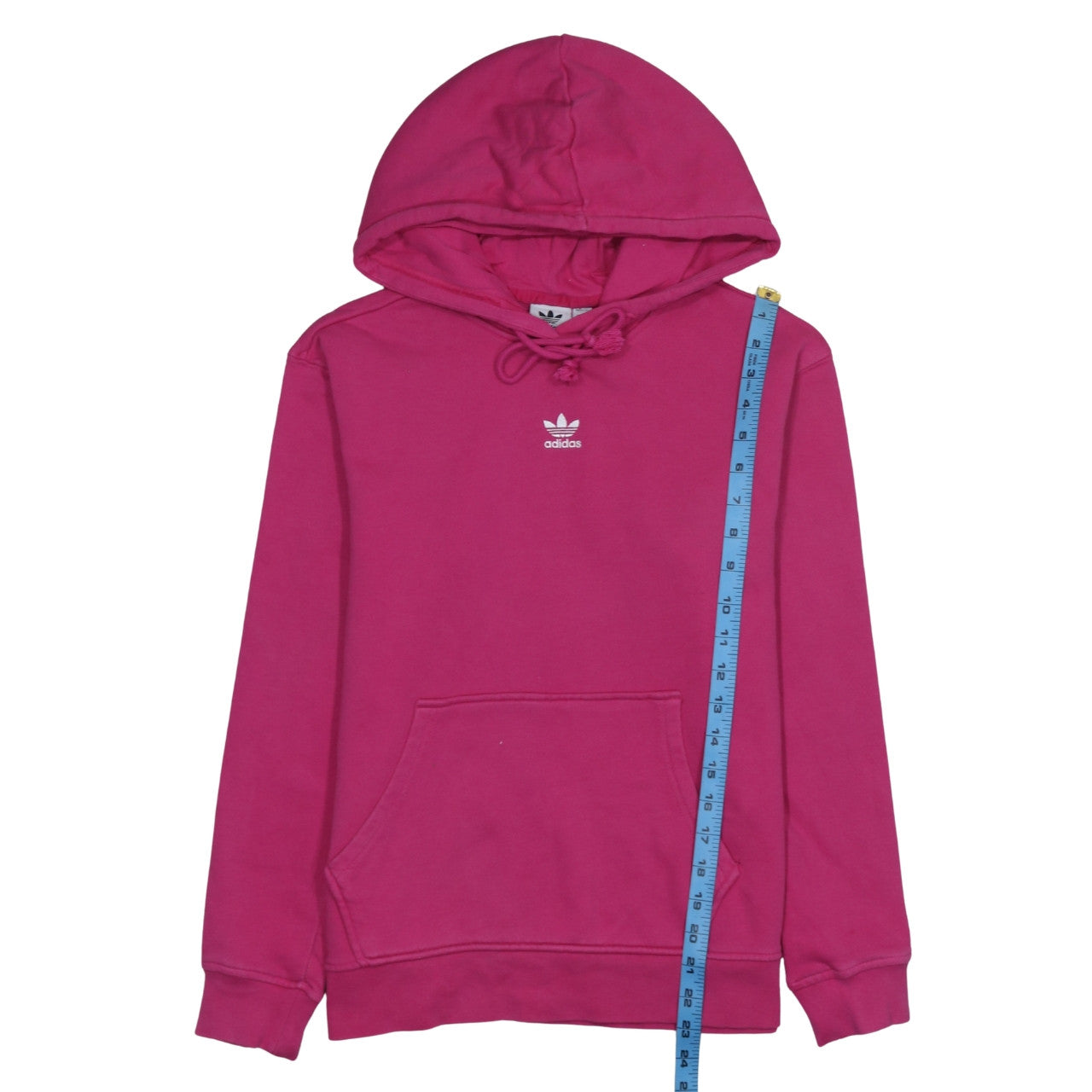 Adidas Women Pink Pullover Hoodie Small Logo Cotton Casual