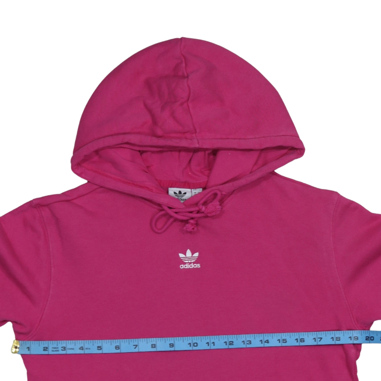 Adidas Women Pink Pullover Hoodie Small Logo Cotton Casual