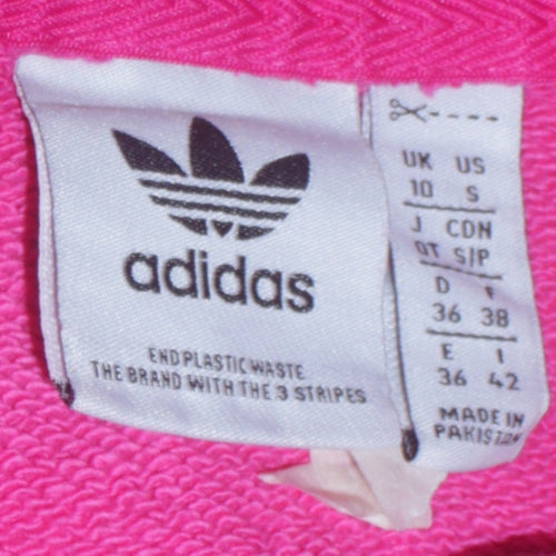 Adidas Women Pink Pullover Hoodie Small Logo Cotton Casual