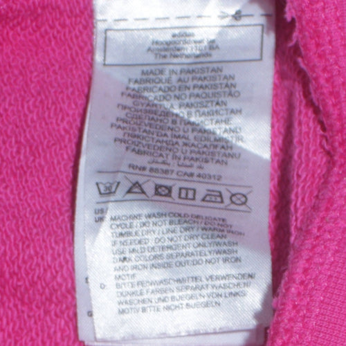 Adidas Women Pink Pullover Hoodie Small Logo Cotton Casual