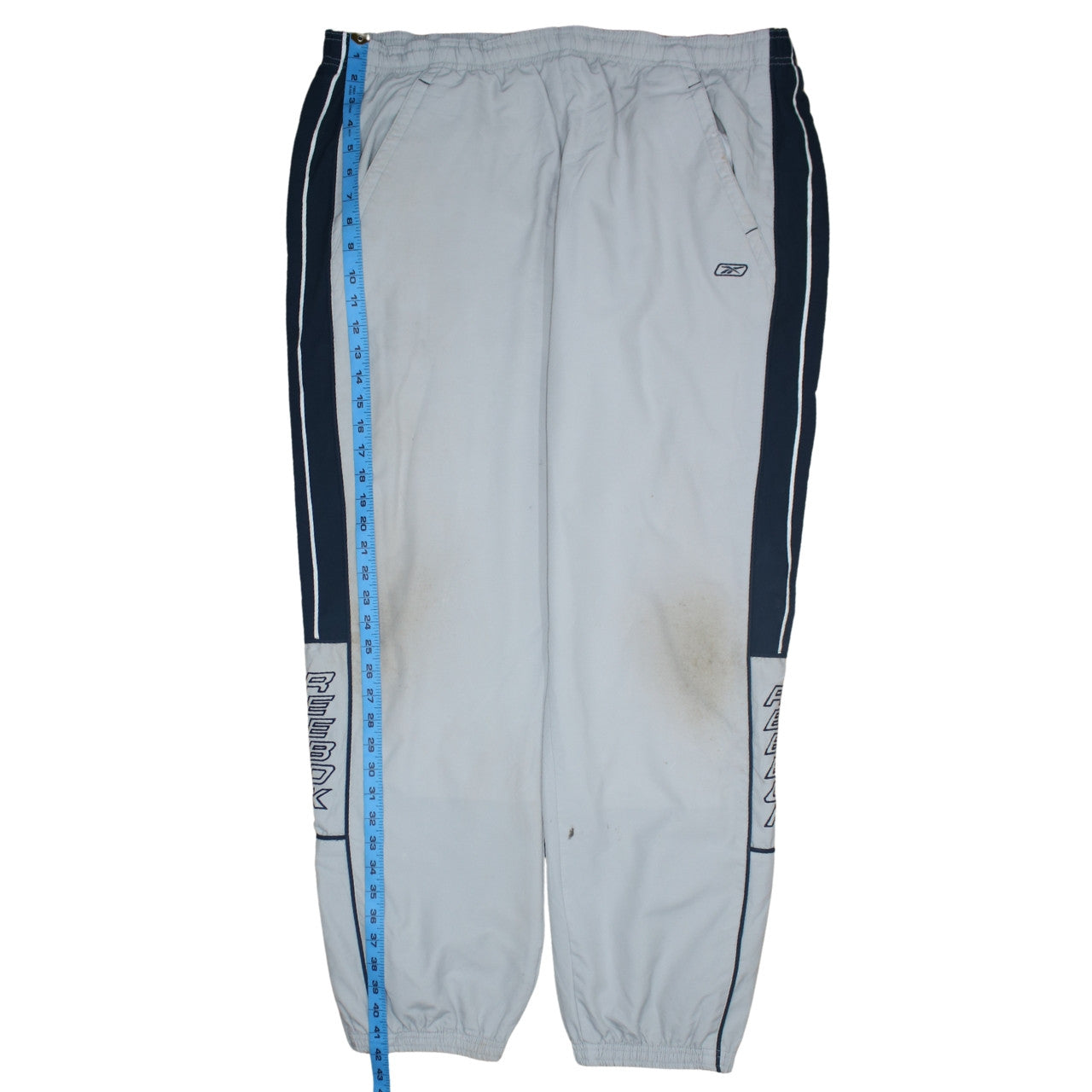 Reebok Mens Grey Track Pants L Regular Fit Elastic Waist Sportswear