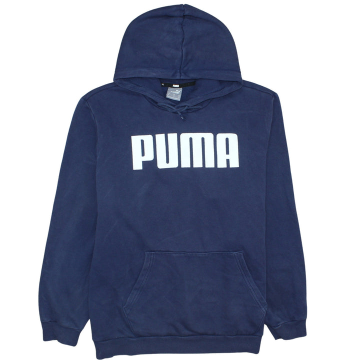 Puma Men's Blue XL Pullover Hoodie with Logo Print