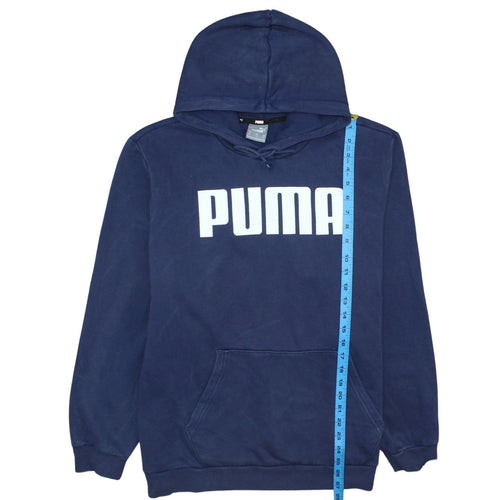 Puma Men's Blue XL Pullover Hoodie with Logo Print