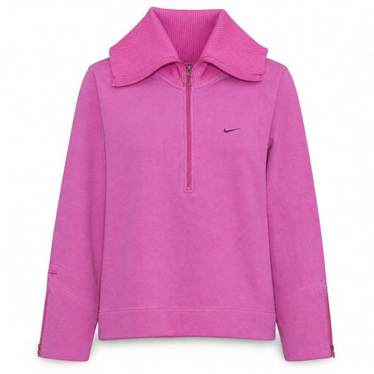 Front view of Nike Women’s Pink 1/2 Zip High Neck Sweatshirt XL Relaxed Fit