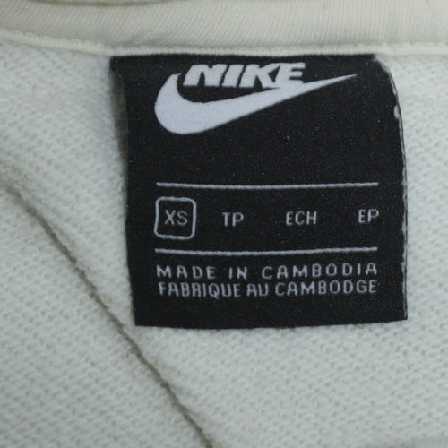 Nike Womens Beige Pullover Hoodie XS Cotton Blend Logo Sportswear