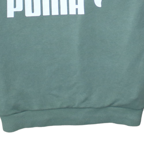 Puma Women Green Logo Hoodie Size UK 10 Cotton Blend Pullover Sportswear