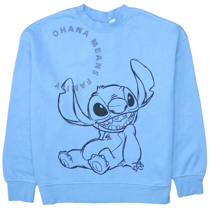 Disney Women Blue Stitch Sweatshirt Small Crew Neck Pullover