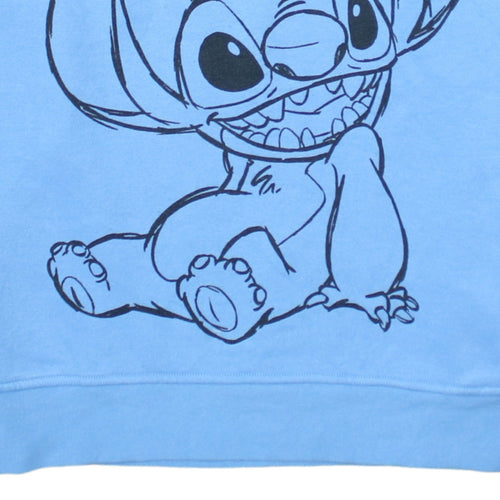 Disney Women Blue Stitch Sweatshirt Small Crew Neck Pullover