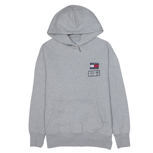 Tommy Jeans Men's Grey Pullover Hoodie L Embroidered Logo
