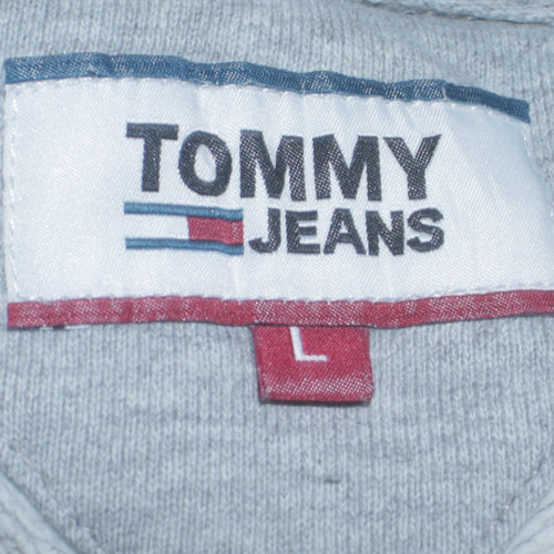 Tommy Jeans Men's Grey Pullover Hoodie L Embroidered Logo
