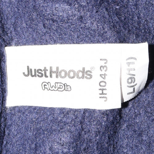 Just Hoods Boys Navy and White Button Varsity Hoodie Jacket Size L