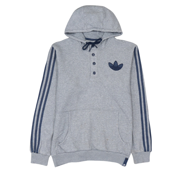 Adidas Men's Grey Henley Hoodie Sweatshirt M Regular Fit