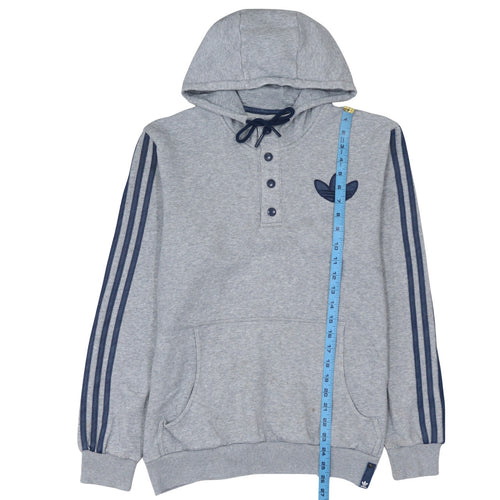 Adidas Men's Grey Henley Hoodie Sweatshirt M Regular Fit