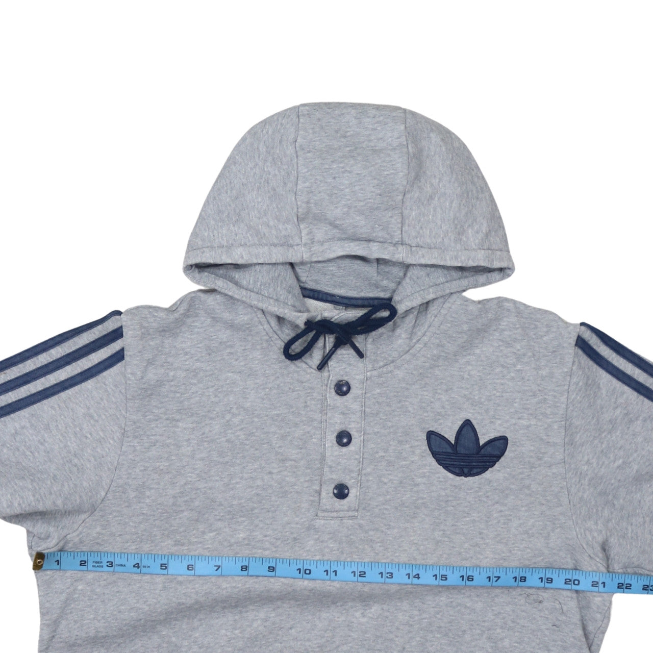 Adidas Men's Grey Henley Hoodie Sweatshirt M Regular Fit