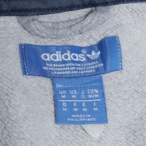 Adidas Men's Grey Henley Hoodie Sweatshirt M Regular Fit