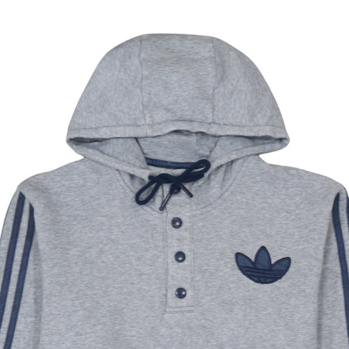 Adidas Men's Grey Henley Hoodie Sweatshirt M Regular Fit