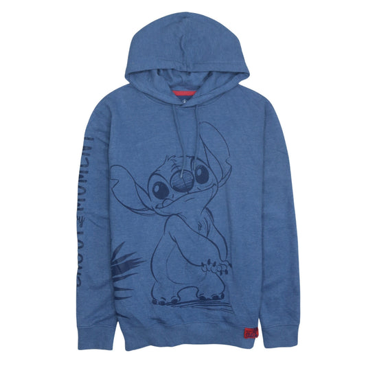 Disney Womens Blue Stitch Pullover Hoodie Size S Graphic Print