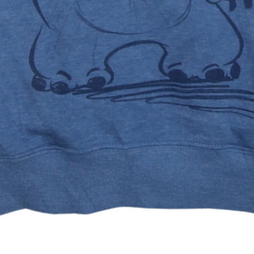 Disney Womens Blue Stitch Pullover Hoodie Size S Graphic Print