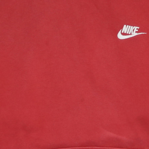 Nike Men’s Red Pullover Hoodie M Regular Fit Fleece Sweatshirt